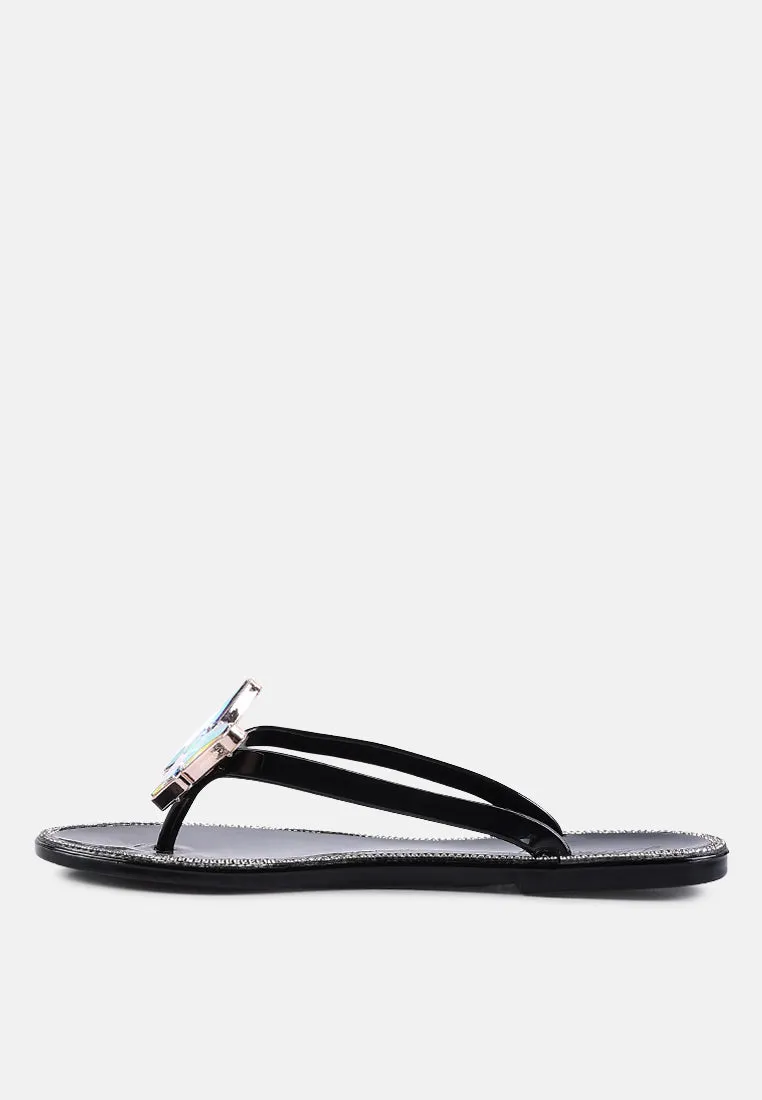 Guler Butterfly Rhinestone Jelly Flats