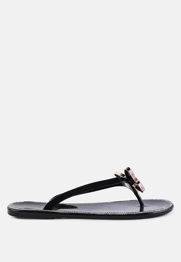 Guler Butterfly Rhinestone Jelly Flats
