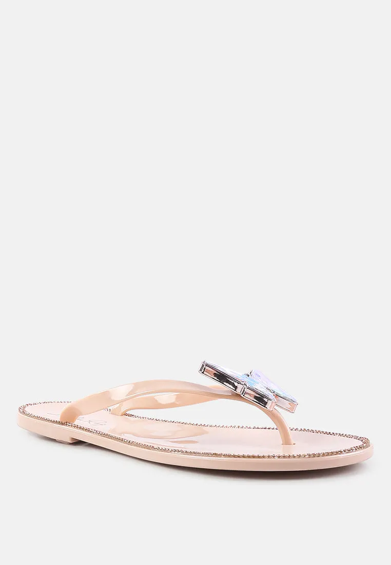 Guler Butterfly Rhinestone Jelly Flats