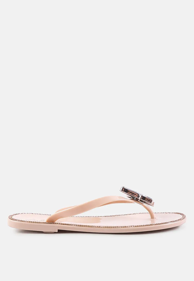 Guler Butterfly Rhinestone Jelly Flats