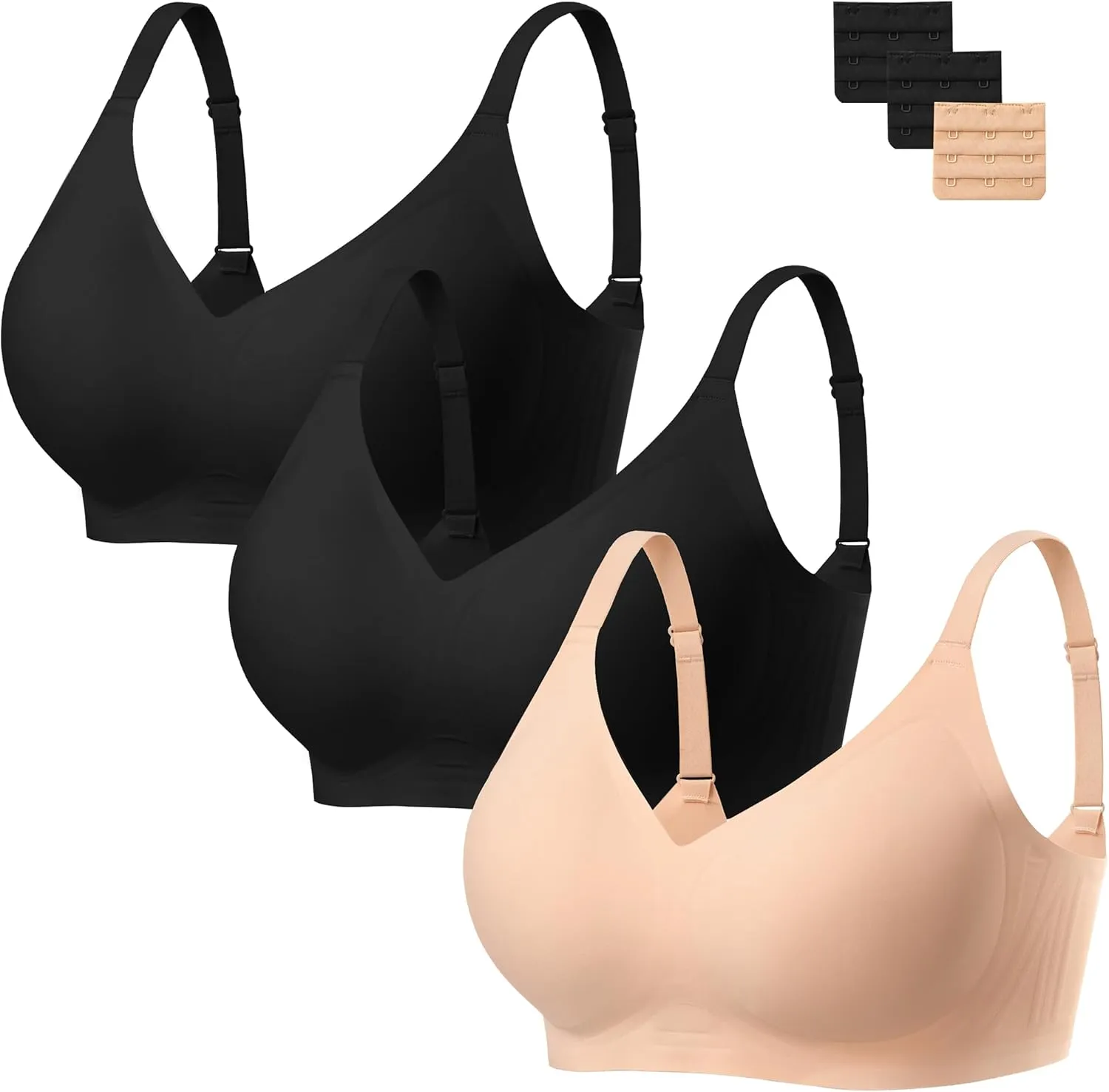 habibee Bra for Women No Underwire Comfort Seamless Bras Push Up Wireless Bras Full Coverage Bralettes, Bra Extender