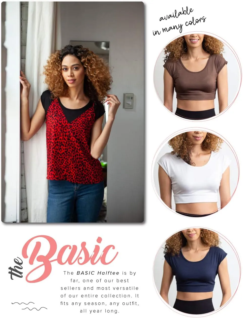 HALFTEE Cap Sleeve Layering Tee | Demi Cami for Women & Teens | Cute Crop Top | XS-6X |
