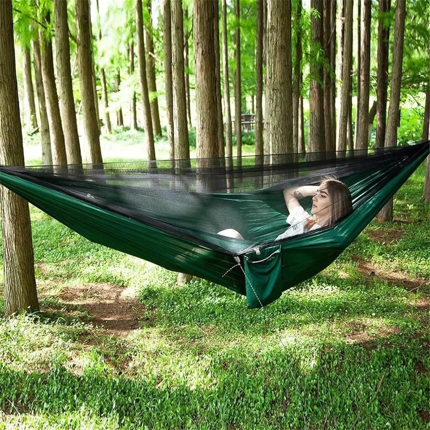 Hammock 290x140 Cm Camping Hammock, Portable Double Hammock with Net, 2 Person Hammock Tent for Outdoor Portable Hammock