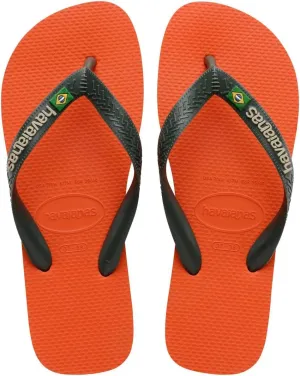 Havaianas Brazil Logo Flip flops - Spring and Summer Sandals for kids Boys and Girls - Sunset Orange, 3Y/4W big kid