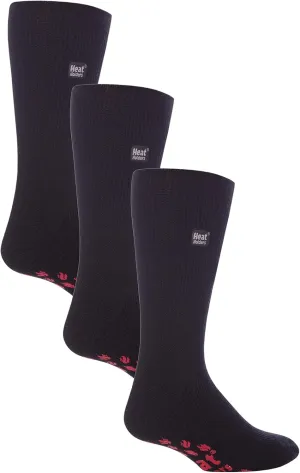 HEAT HOLDERS - 3 Pair Multipack Mens Slipper Socks with Grips for Winter | Thick Indoor Non Slip Thermal Socks
