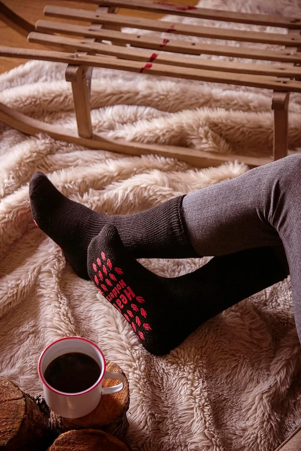 HEAT HOLDERS - 3 Pair Multipack Mens Slipper Socks with Grips for Winter | Thick Indoor Non Slip Thermal Socks