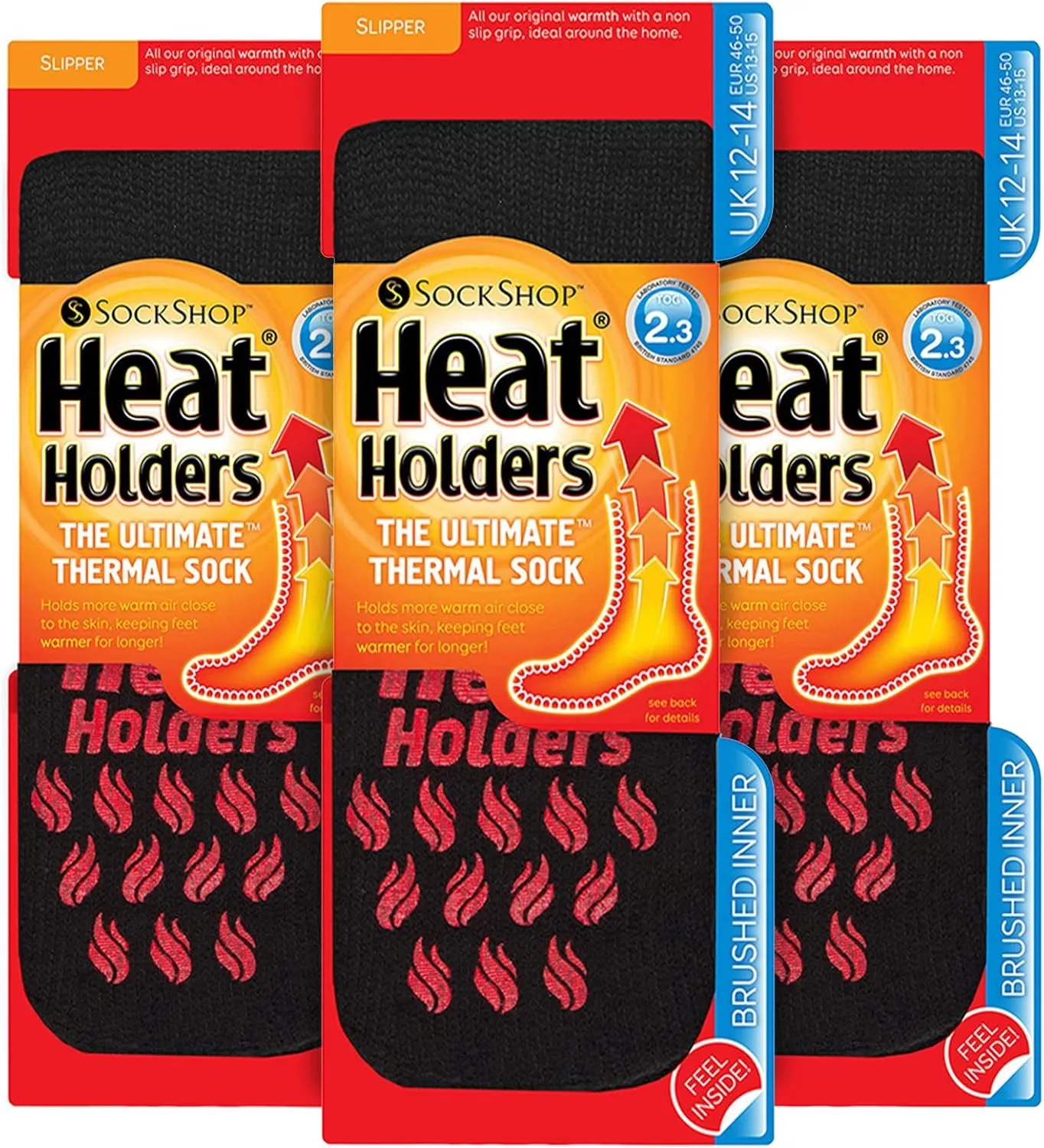 HEAT HOLDERS - 3 Pair Multipack Mens Slipper Socks with Grips for Winter | Thick Indoor Non Slip Thermal Socks