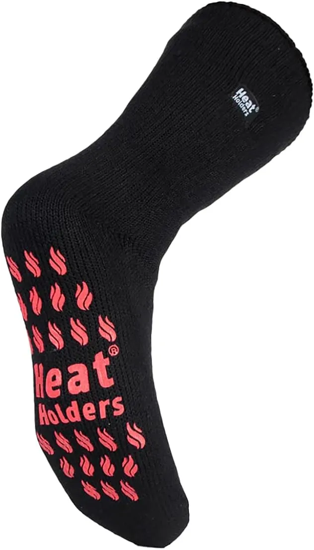 HEAT HOLDERS - 3 Pair Multipack Mens Slipper Socks with Grips for Winter | Thick Indoor Non Slip Thermal Socks