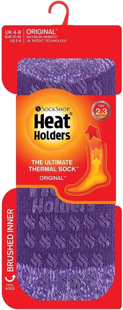 HEAT HOLDERS Ladies 2.3 Tog Chunky Thermal Slipper Socks with Non Slip Grippers