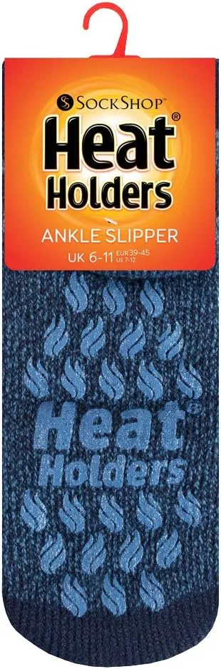 HEAT HOLDERS - Mens Non Skid Low Cut Thermal Ankle Slipper Socks with Grippers