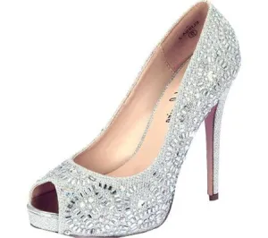 High-precision Open Formal Top pick Lorraine Dress Prom Wedding Elissa Lauren Peep Toe Rhinestone Pumps
