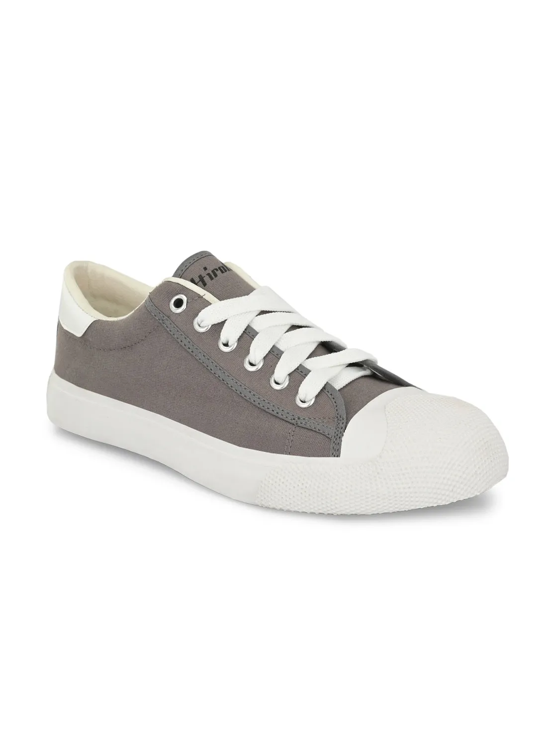 Hirolas® Men's Grey Canvas Vulcansied Skateboard Lace Up Sneaker Shoes (HRL2076GRY)