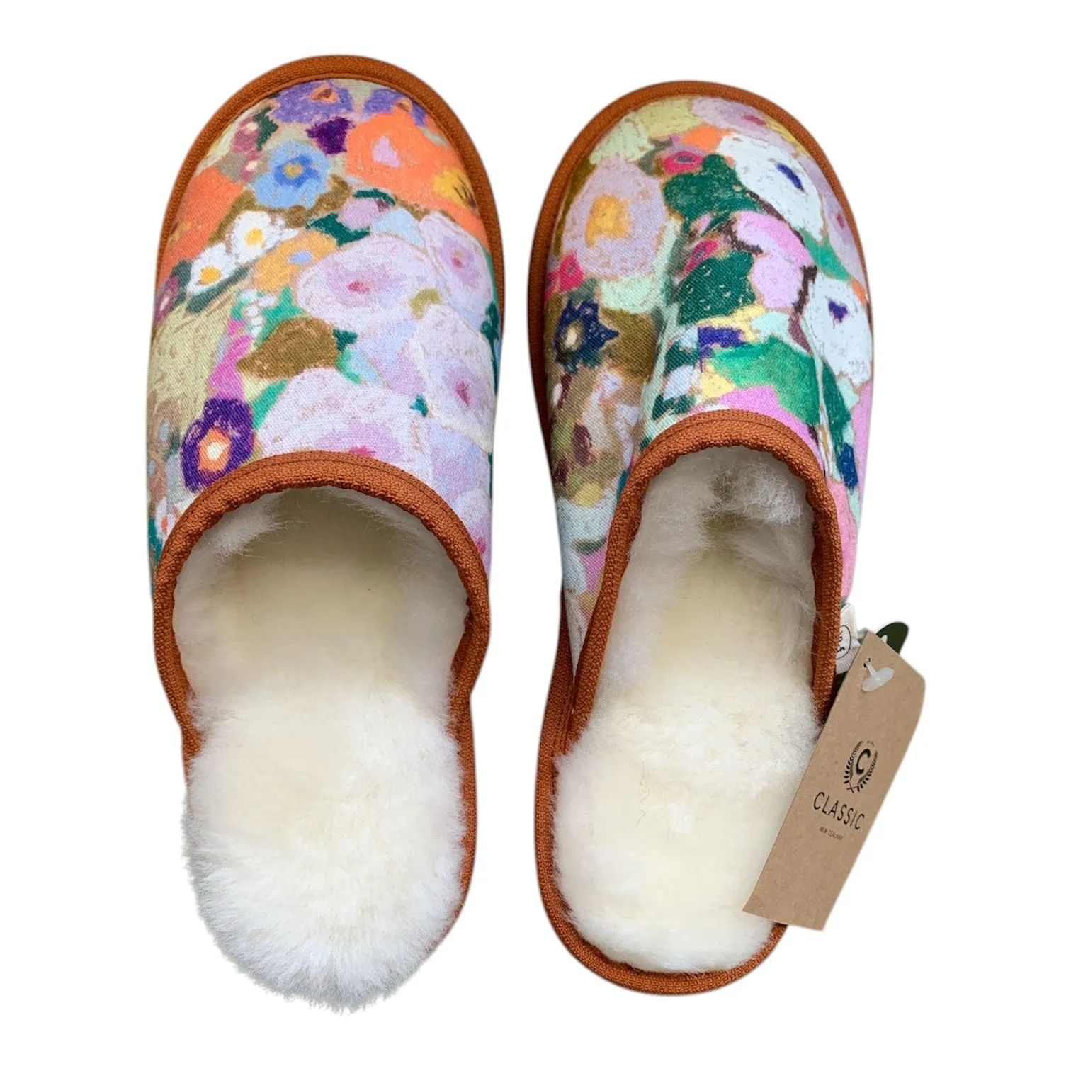 Hollyhocks Medium White Slippers