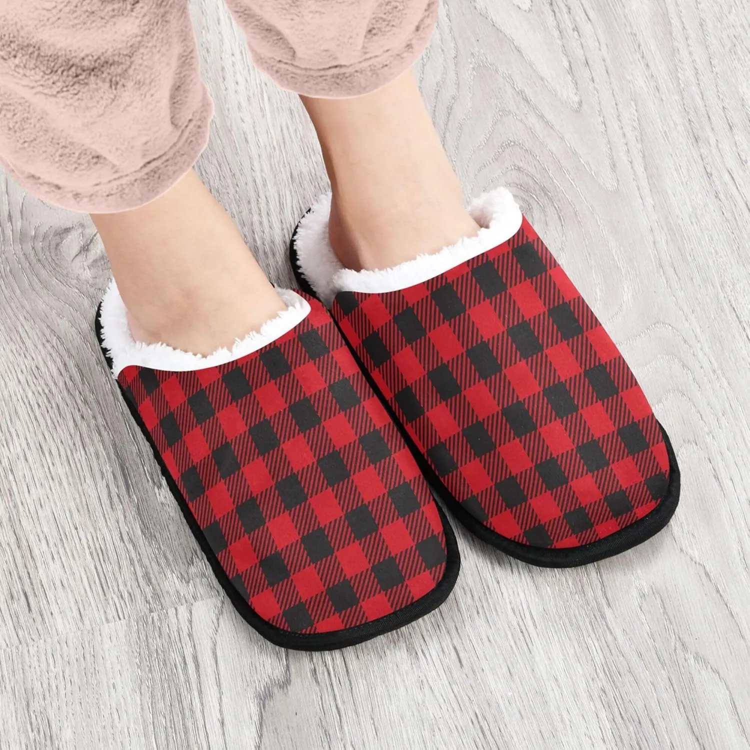Home Shoes for Men Woman Fuzzy Fleece Non-Slip Warm Home Slippers Home Indoor M