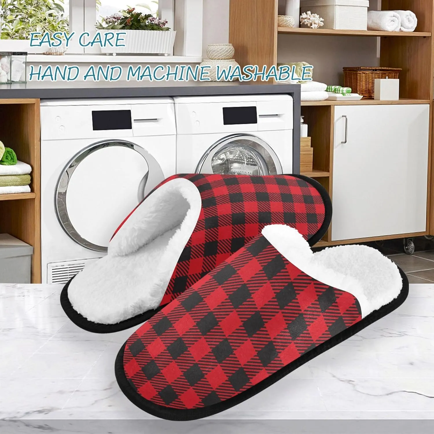 Home Shoes for Men Woman Fuzzy Fleece Non-Slip Warm Home Slippers Home Indoor M