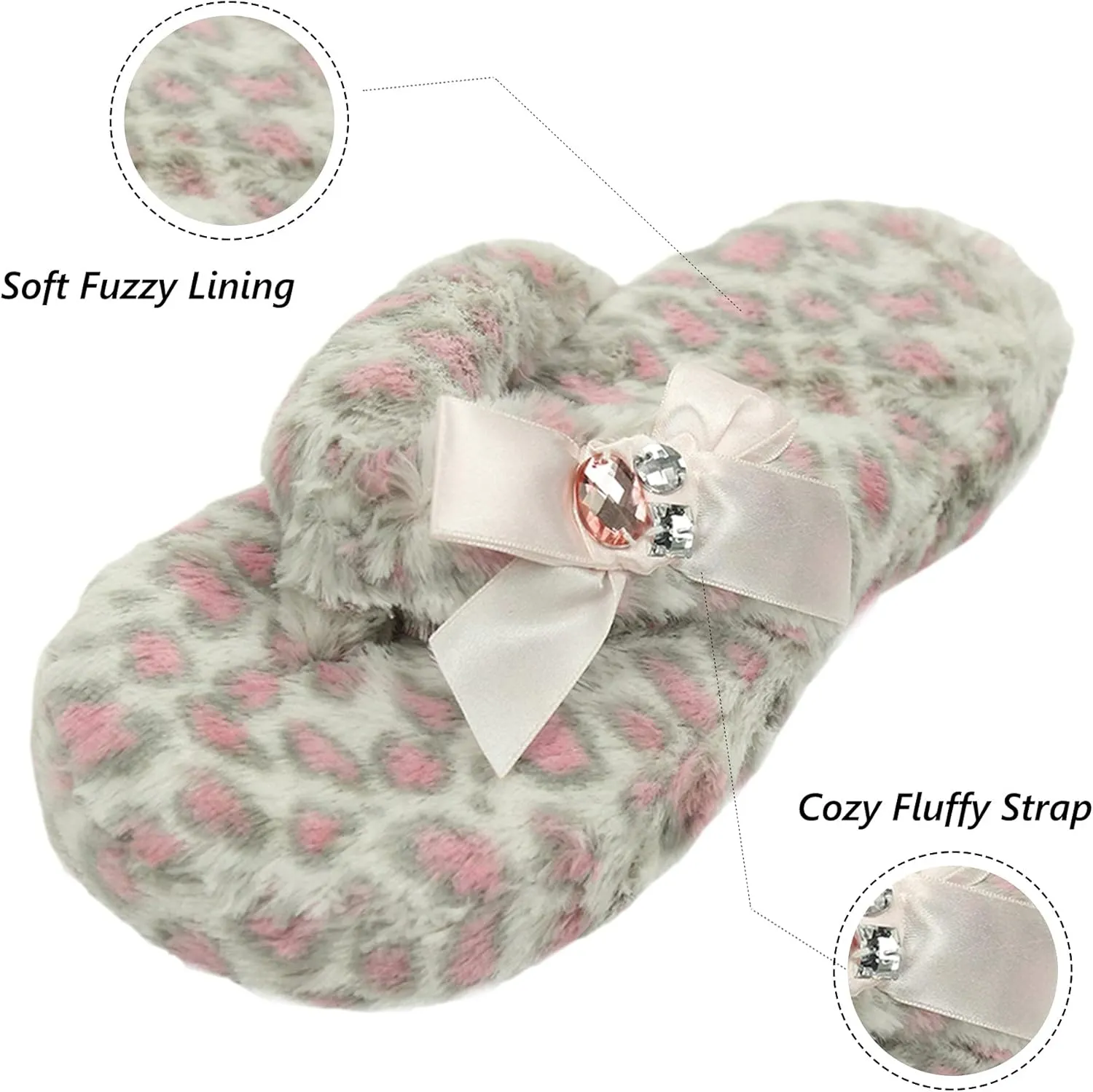 Home Slipper Women's Soft Fleece Indoor Non-Slip House Flip-Flops SPA Thong Slippers