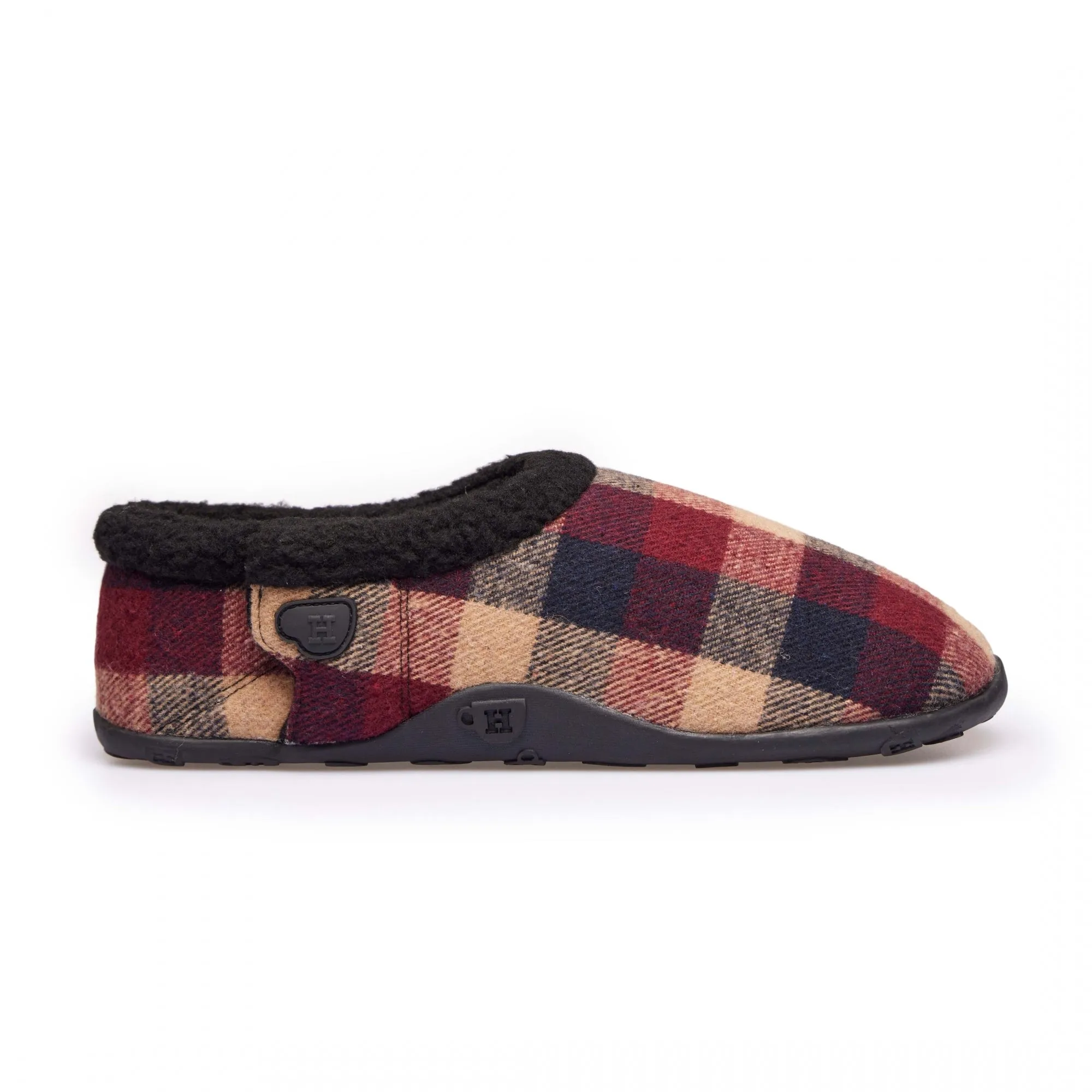 Homeys MAX Mens Full Slippers Wine/Navy Check