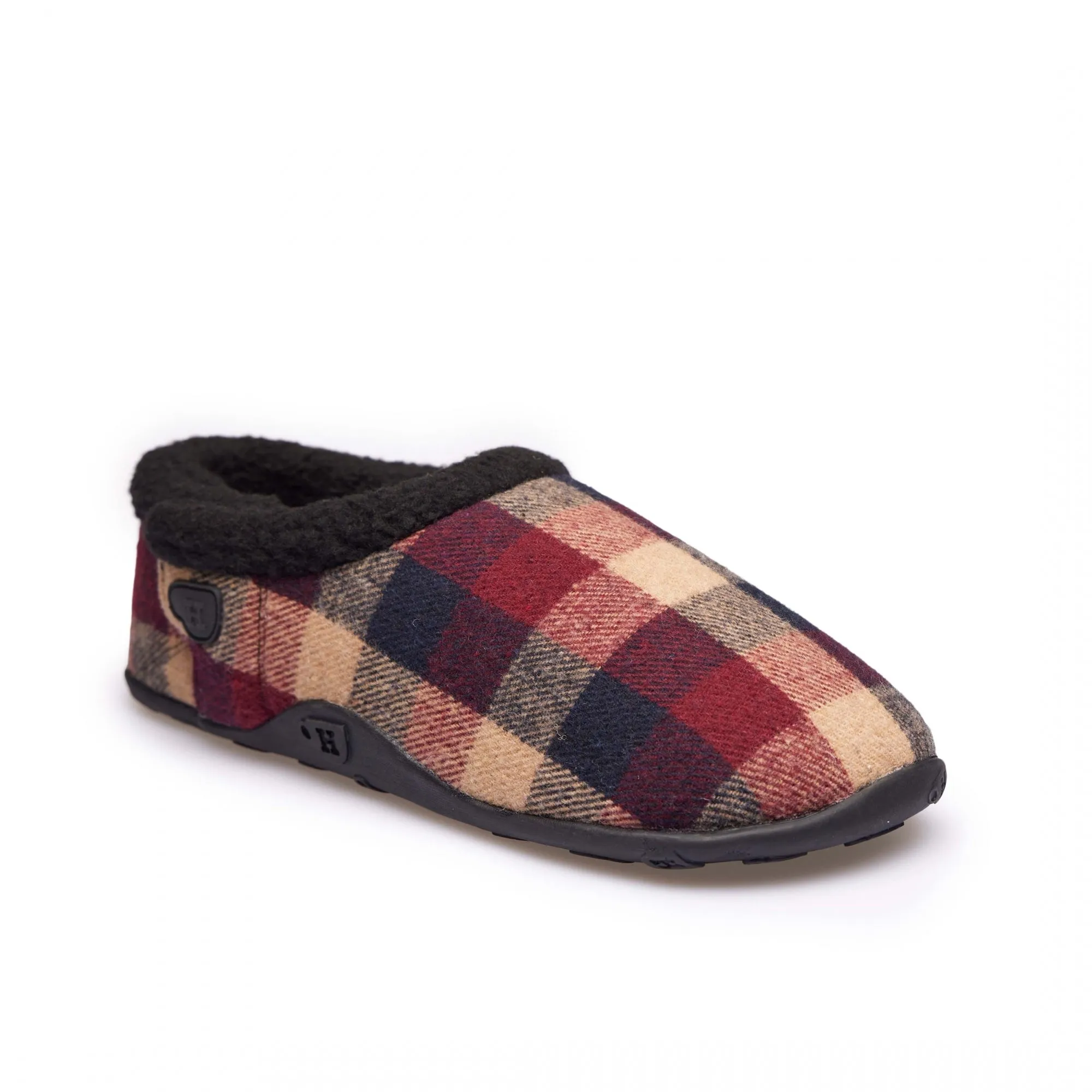 Homeys MAX Mens Full Slippers Wine/Navy Check