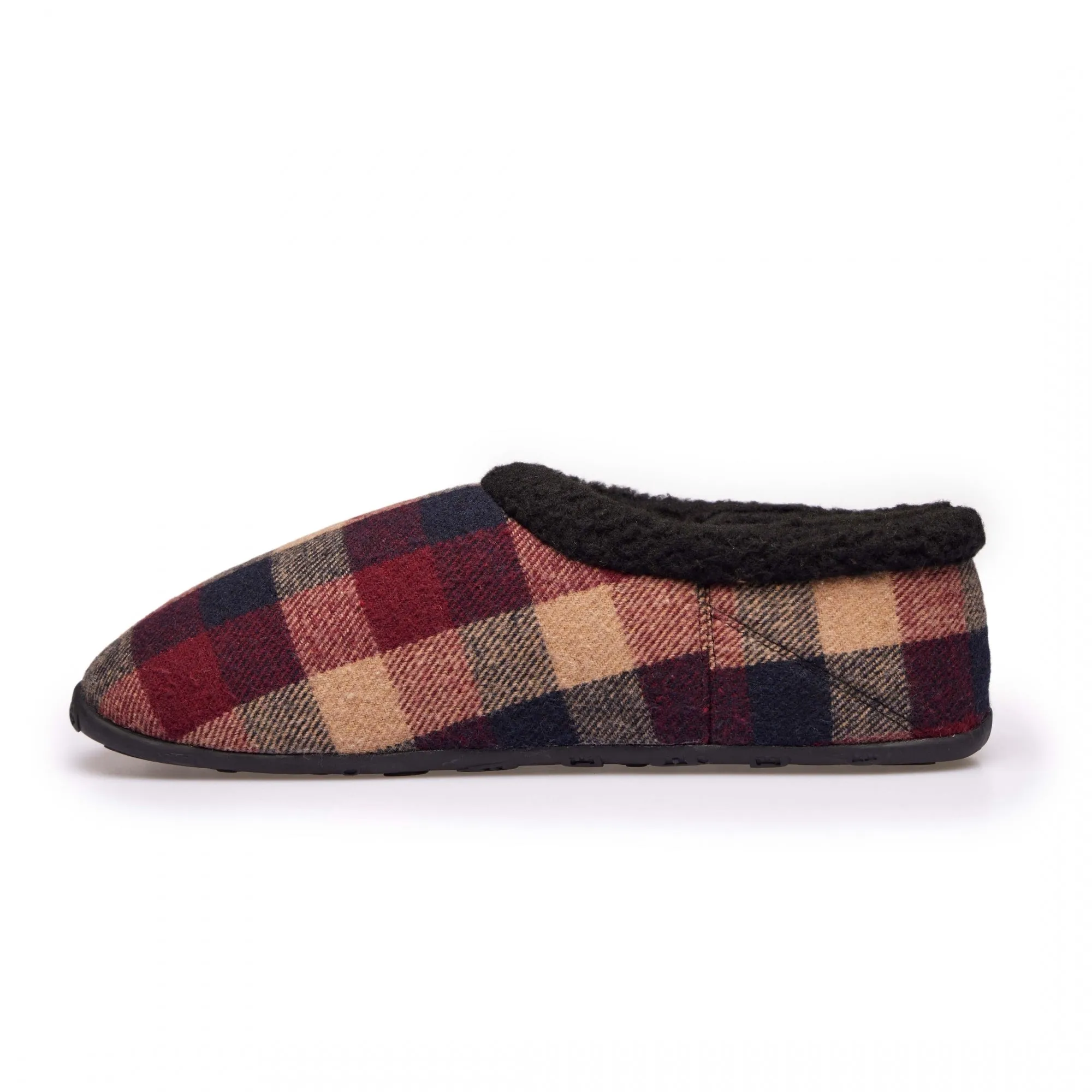 Homeys MAX Mens Full Slippers Wine/Navy Check