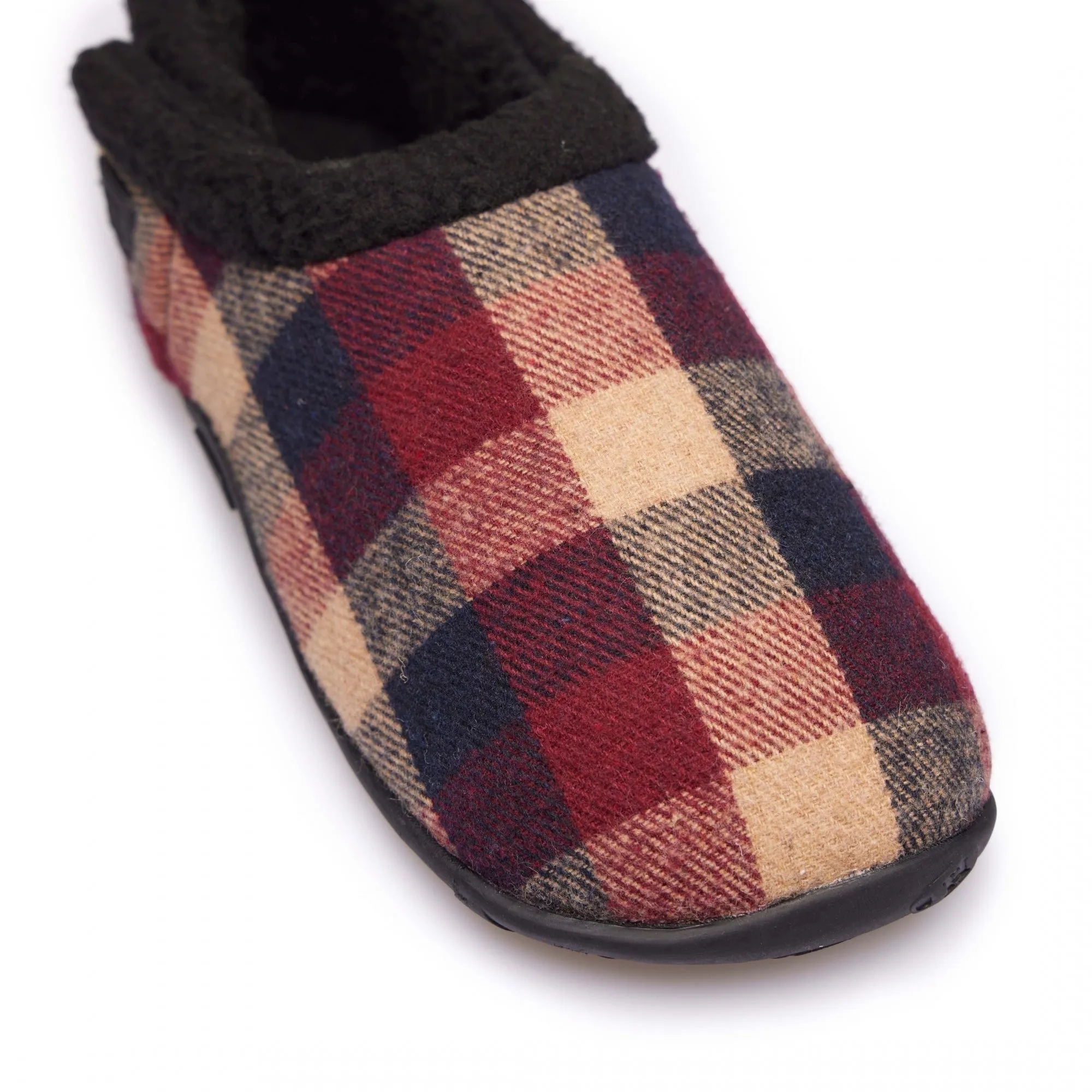 Homeys MAX Mens Full Slippers Wine/Navy Check