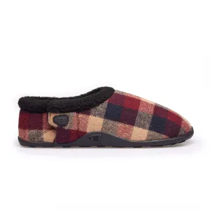 Homeys MAX Mens Full Slippers Wine/Navy Check