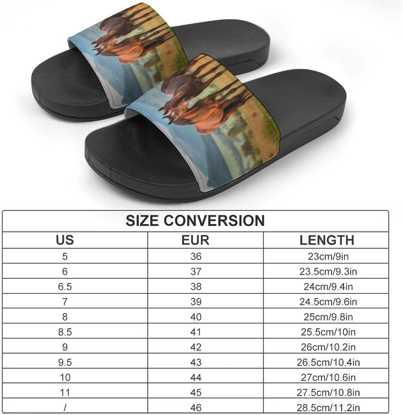 Horses Mountain Field Slippers Shower Slipper In-Door Slipper Quick Drying Non-Slip Bathroom Pool Woman Man PVC