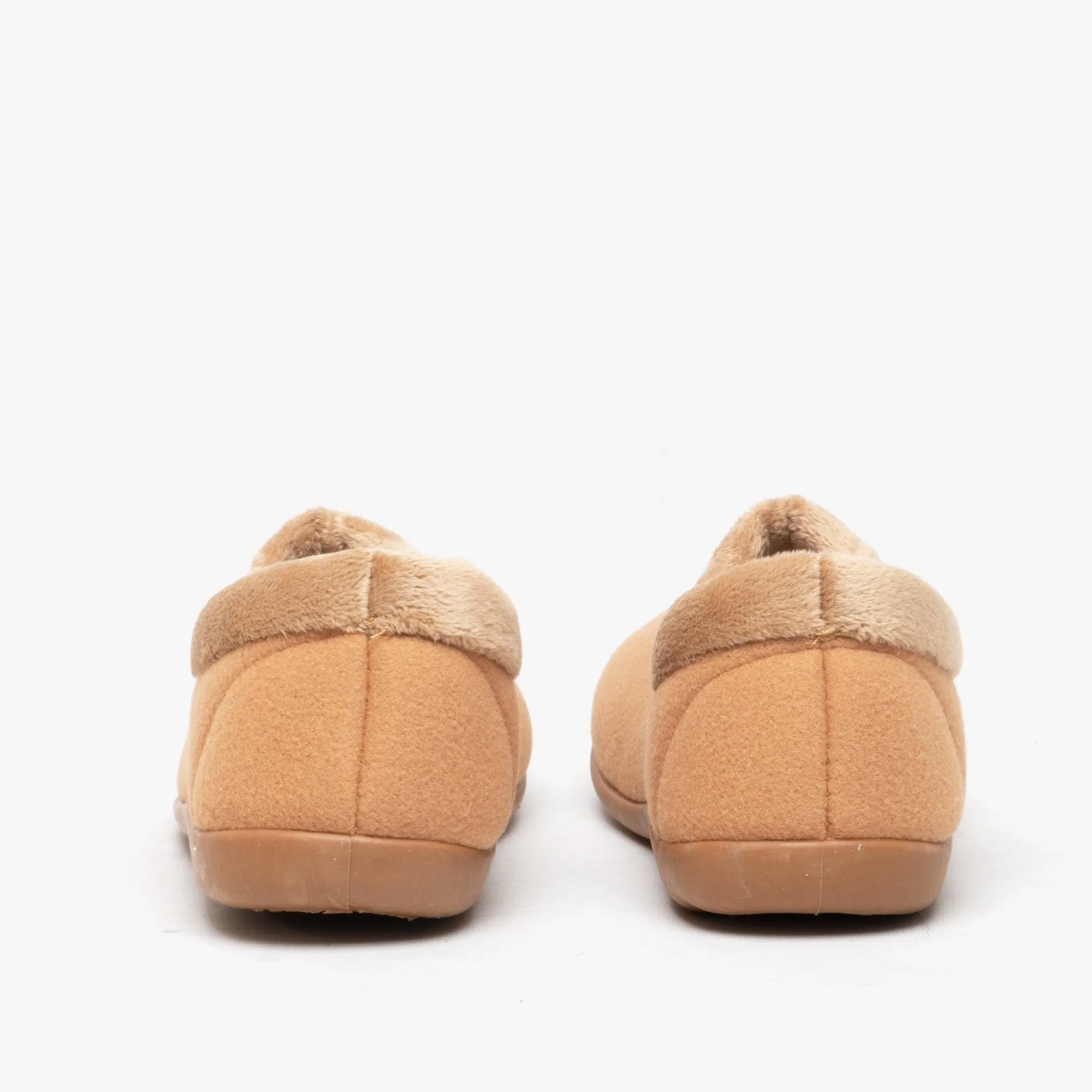 HOS Comfort TINA Womens Full Felt Slippers Tan