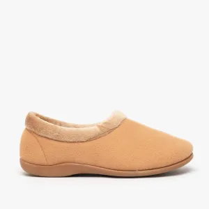 HOS Comfort TINA Womens Full Felt Slippers Tan