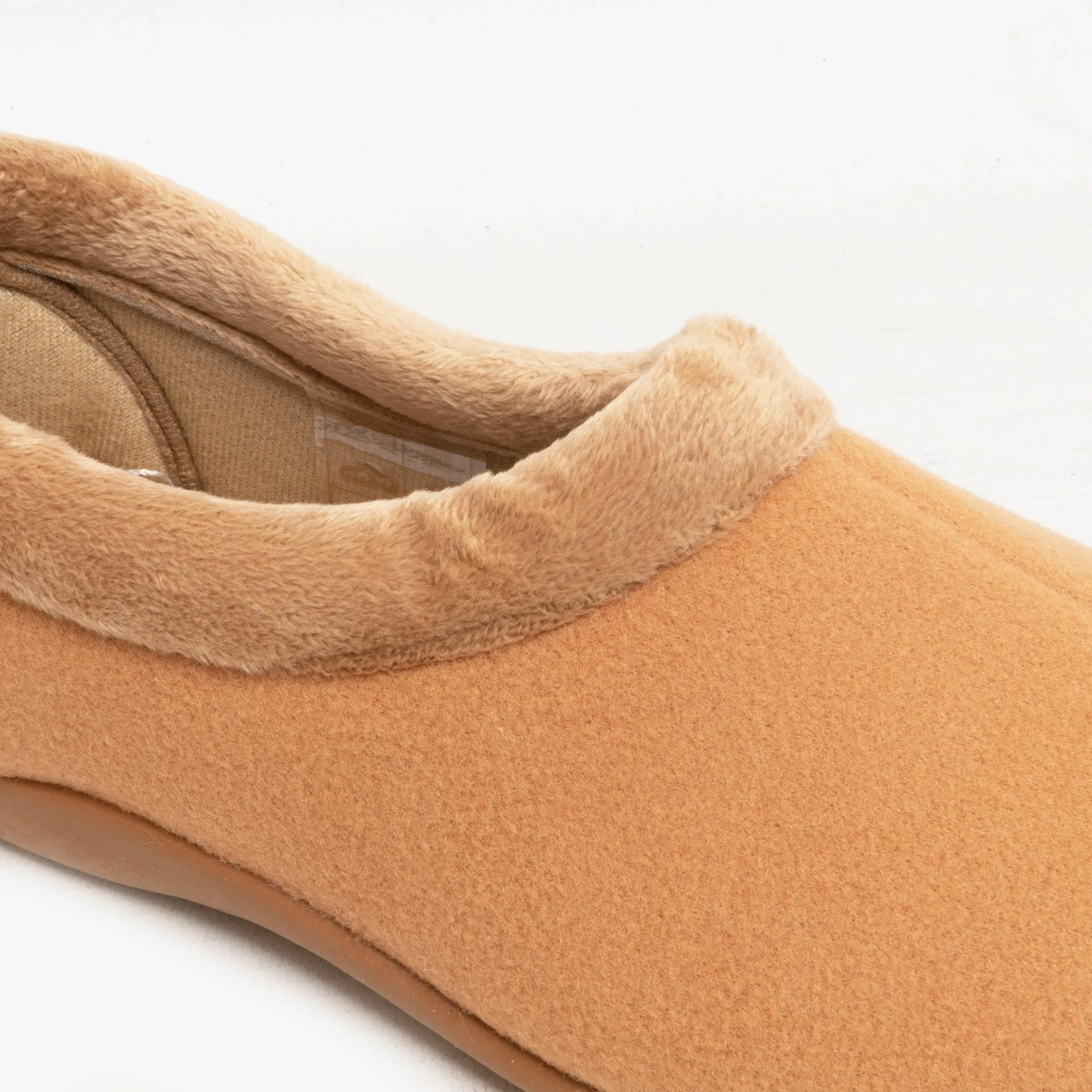 HOS Comfort TINA Womens Full Felt Slippers Tan
