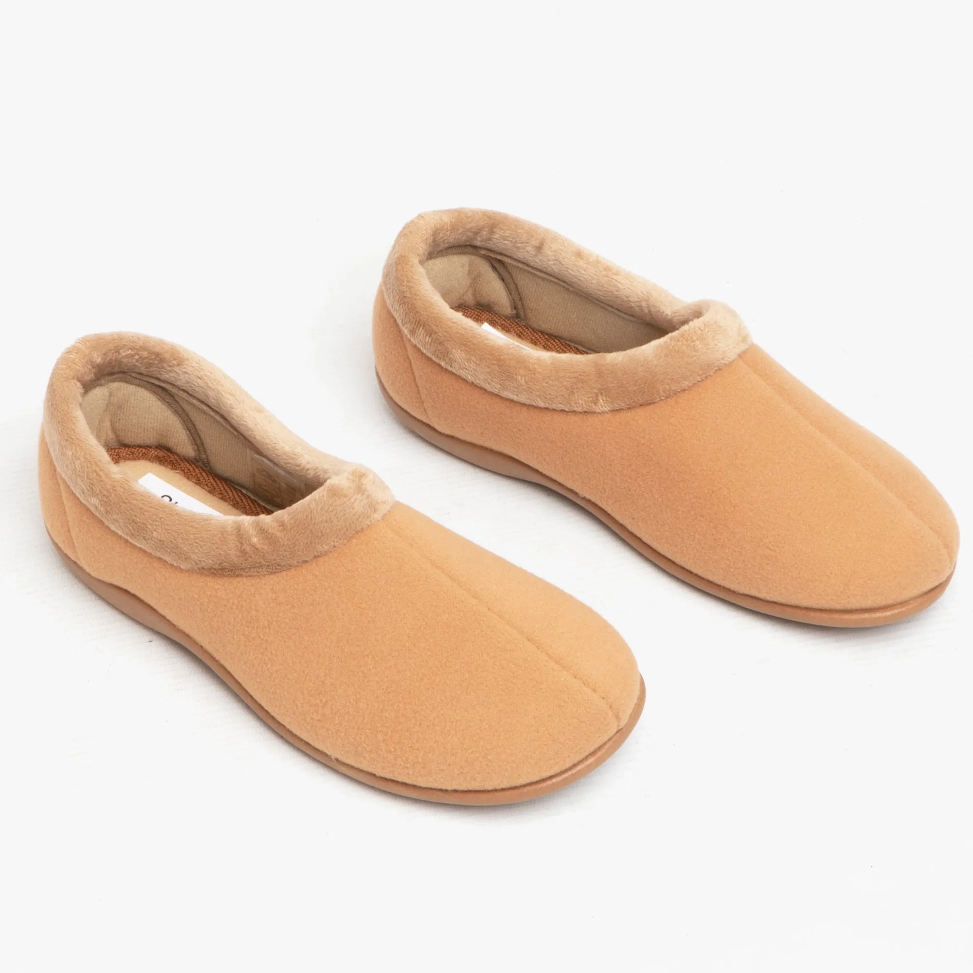 HOS Comfort TINA Womens Full Felt Slippers Tan
