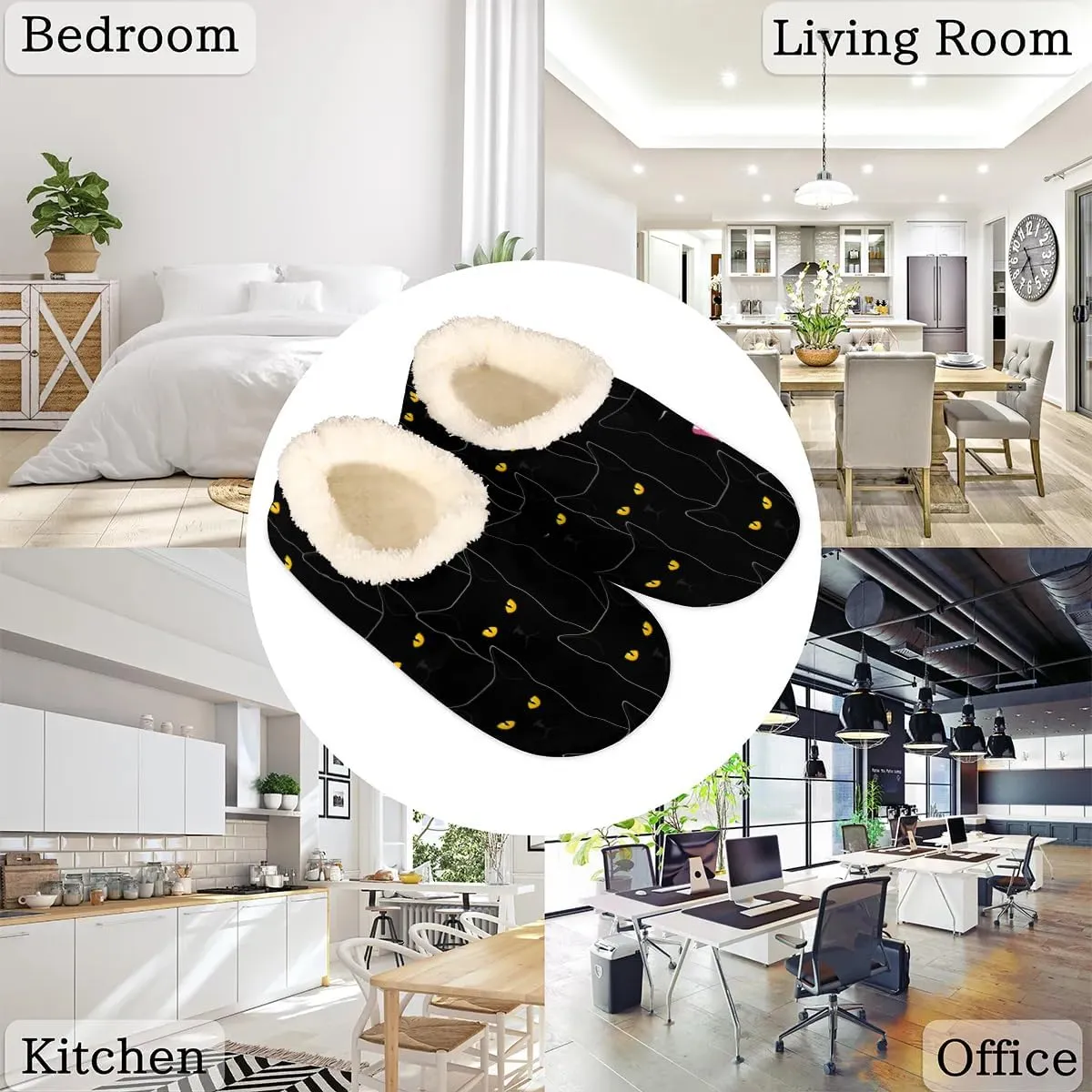 House Slippers for Women Men, Animal Fuzzy Soft Cozy Non Slip Slipper Socks for Indoor Outdoor
