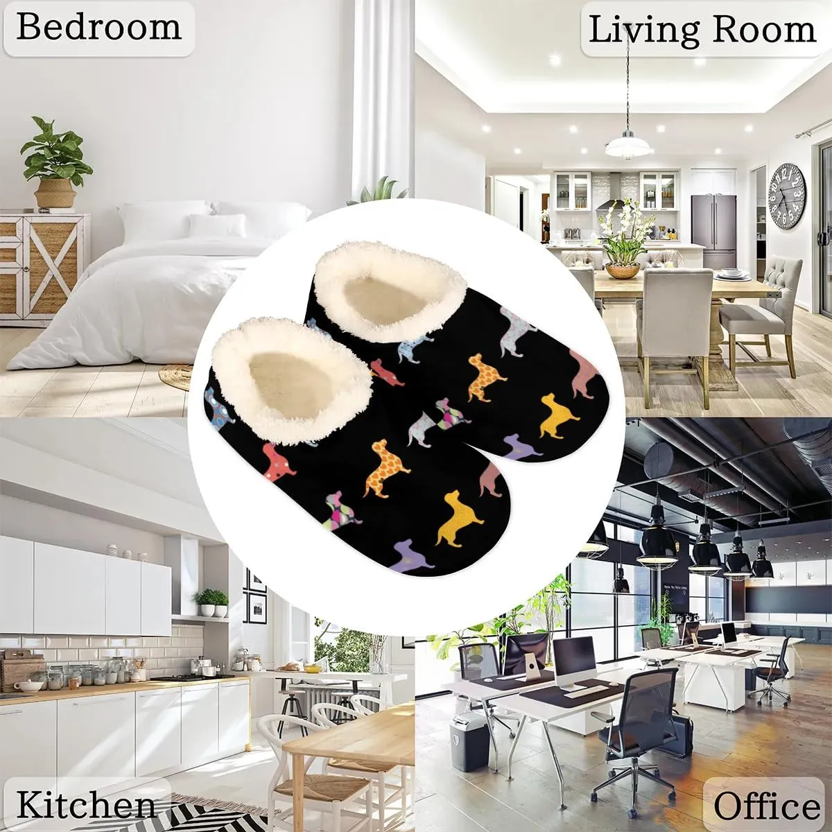 House Slippers for Women Men, Animal Fuzzy Soft Cozy Non Slip Slipper Socks for Indoor Outdoor