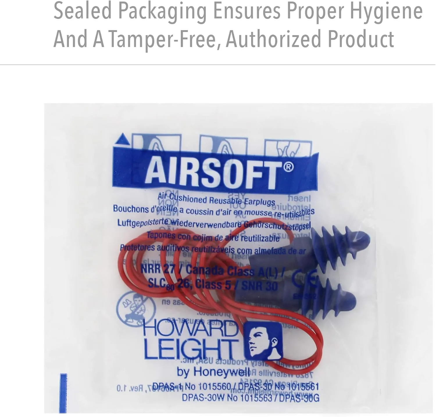 Howard Leight by Honeywell DPAS30R Airsoft Flanged Reusable Earplugs with Red Polycord, 100-Pairs (DPAS-30R),Blue