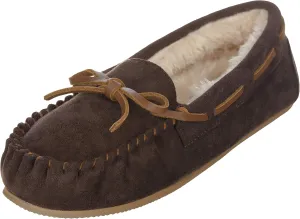 ILLUDE Women’s Moccasin Slipper Vegan Suede Faux Fur Lined Indoor Outdoor Moccasins Slip On Loafers Moccasins Shoes