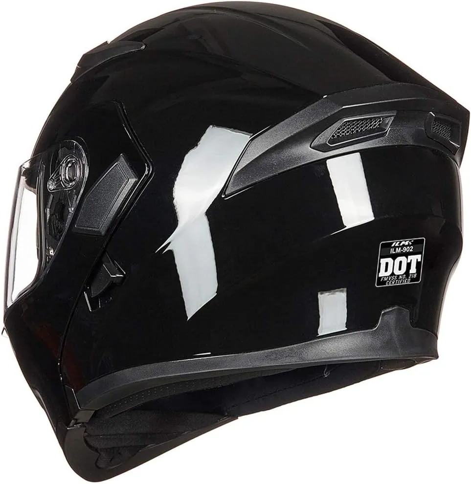 ILM Motorcycle Dual Visor Flip up Modular Full Face Helmet DOT 6 Colors Model 902
