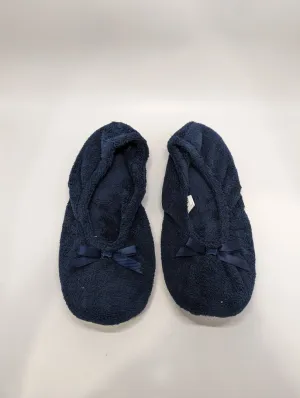 isotoner Navy Fur Ribbon Slippers