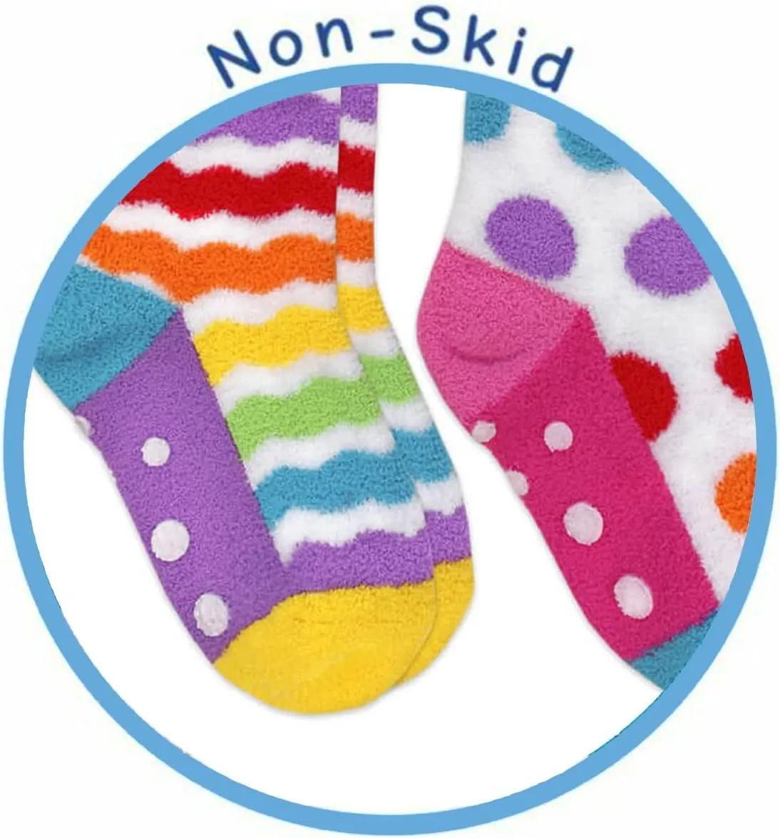Jefferies Socks Girl's Colorful Rainbow Fuzzy Slipper Knee High Socks 2 Pack