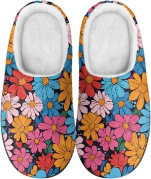 Jeiento Women's Indoor Bedroom Slipper Daisy Floral Soft Non Slip Closed Toe House Slippers