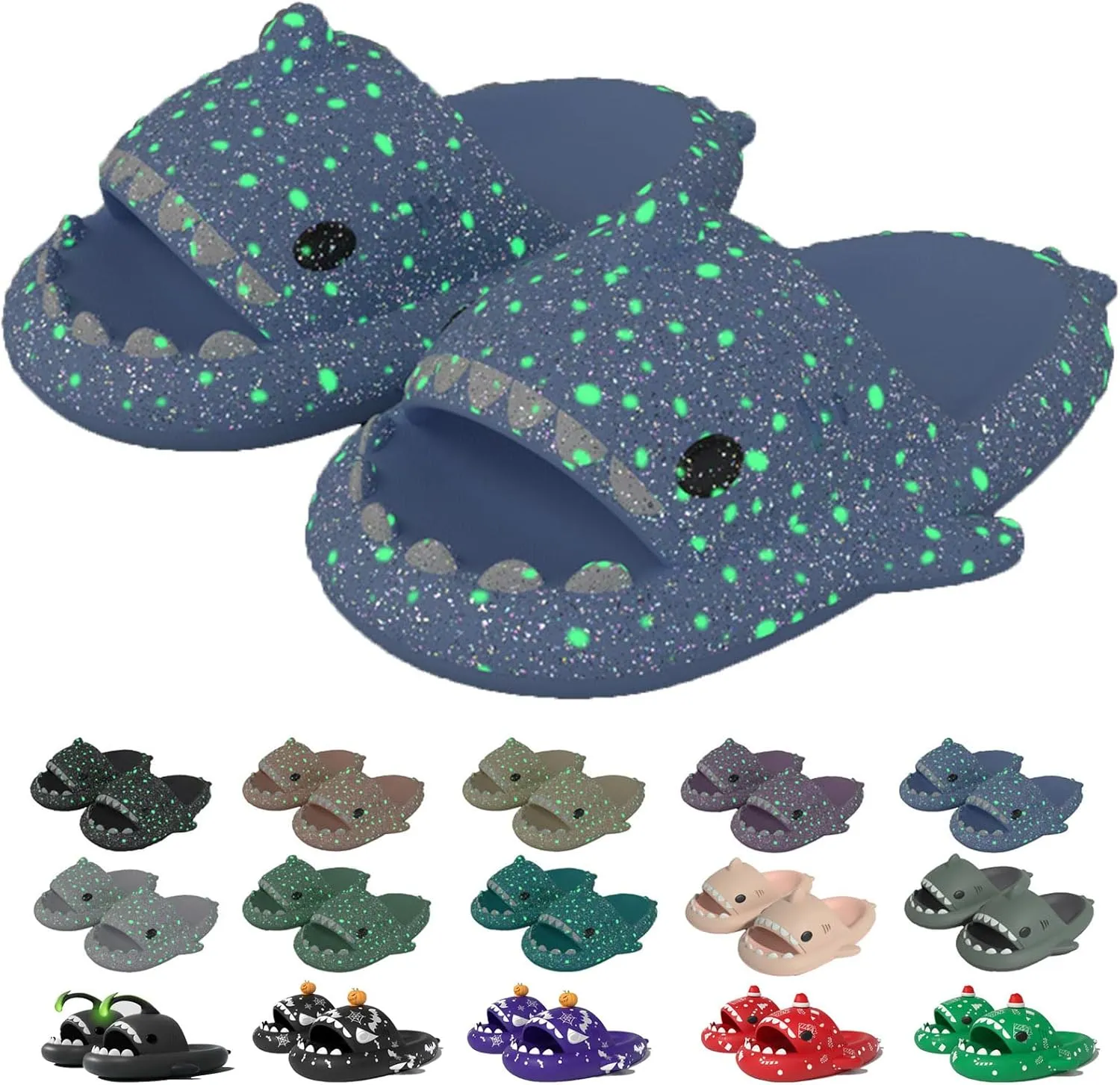 Jfxgjuv Luminous Shark Slides, Spooky Shark Slides, Cloud Shark Slides Angler Fish Slides Glow in The Dark Halloween Shark Slides Christmas Santa Shark Slides