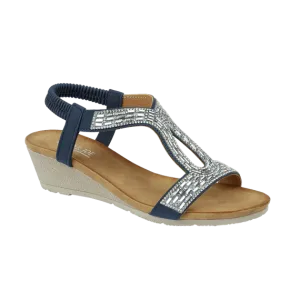 Jo & Joe Cape Verde Navy Glitter Wedge Sandal