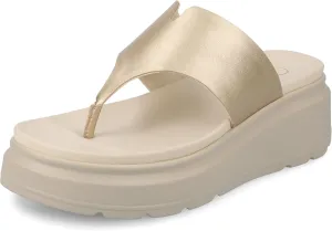 Journee Womens cushioned footbeds Carah wedge flip-flop sandal faux leather slide-on open toe