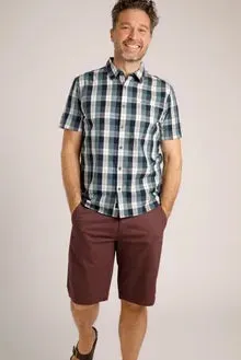 Judd Short Sleeve 100% Cotton Check Dusty Blue