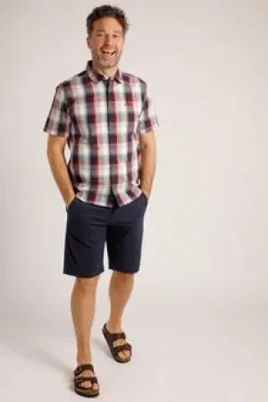 Judd Short Sleeve 100% Cotton Check Dusty Navy