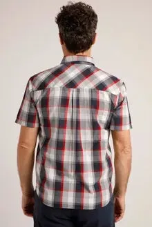 Judd Short Sleeve 100% Cotton Check Dusty Navy