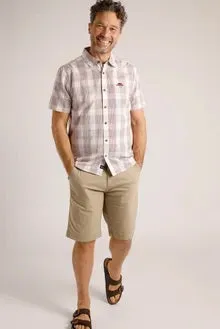 Judd Short Sleeve 100% Cotton Check Dusty White