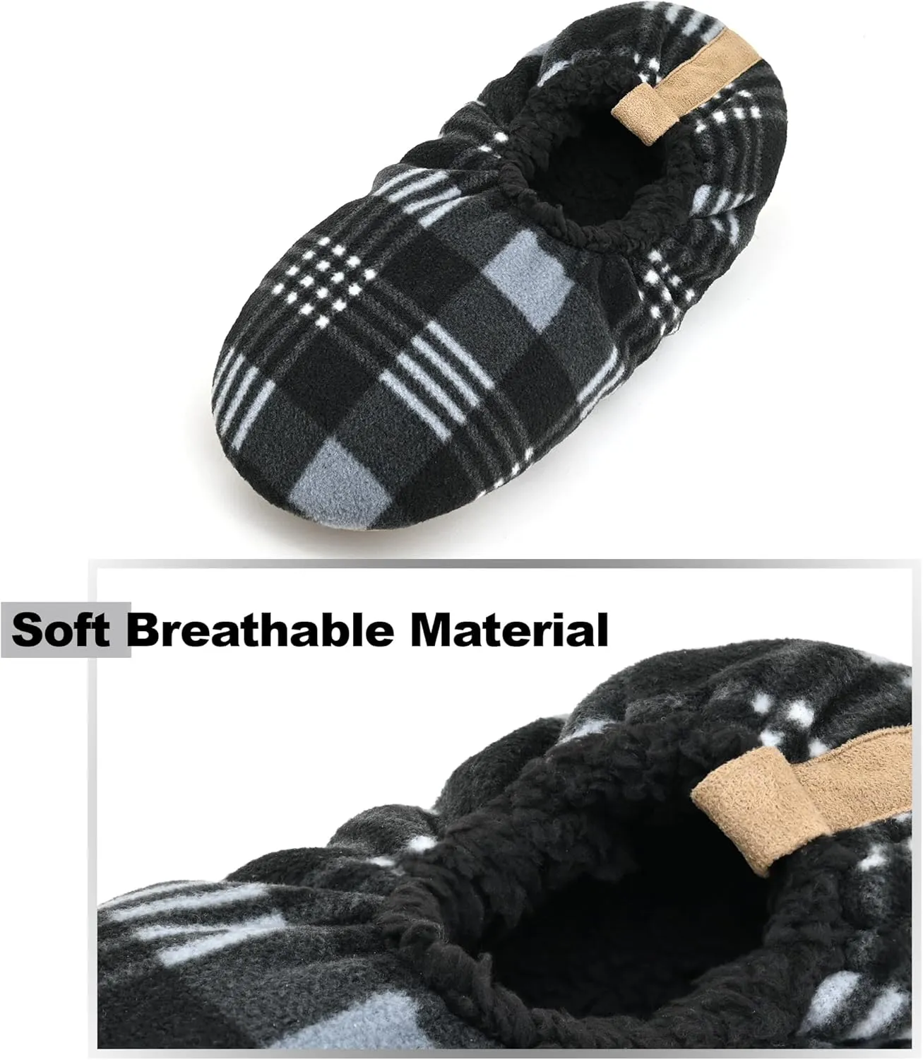 Keyela Mens Slipper Socks With Non Skid Bottoms, Warm Slipper Socks With Grippers For Men, Fuzzy House Slippers