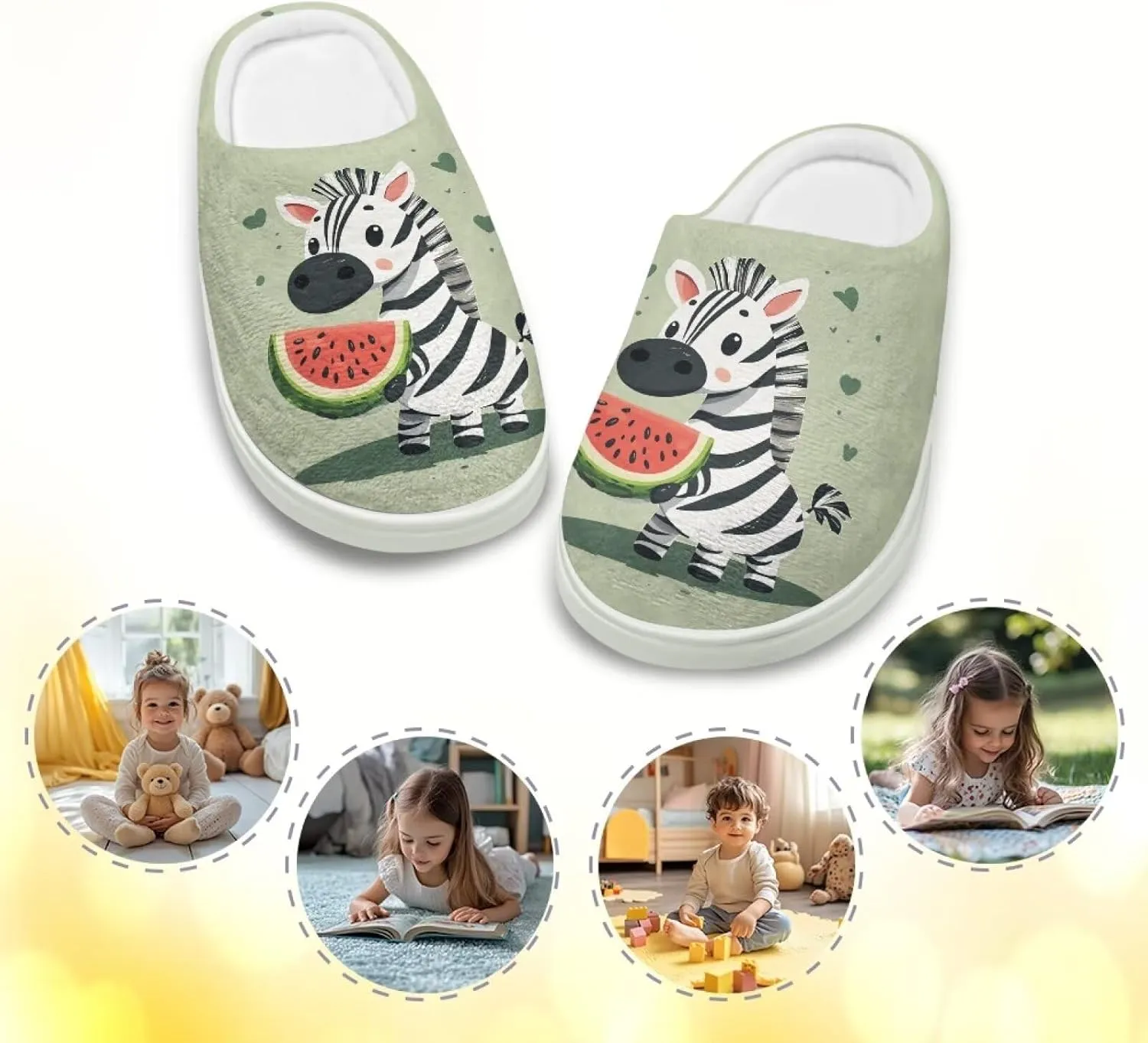 Kids Cute Slippers for Boy Girls Soft Fluffy Plush Slippers Animal Print House Shoes Non Slip Warm Slippers US 9-15