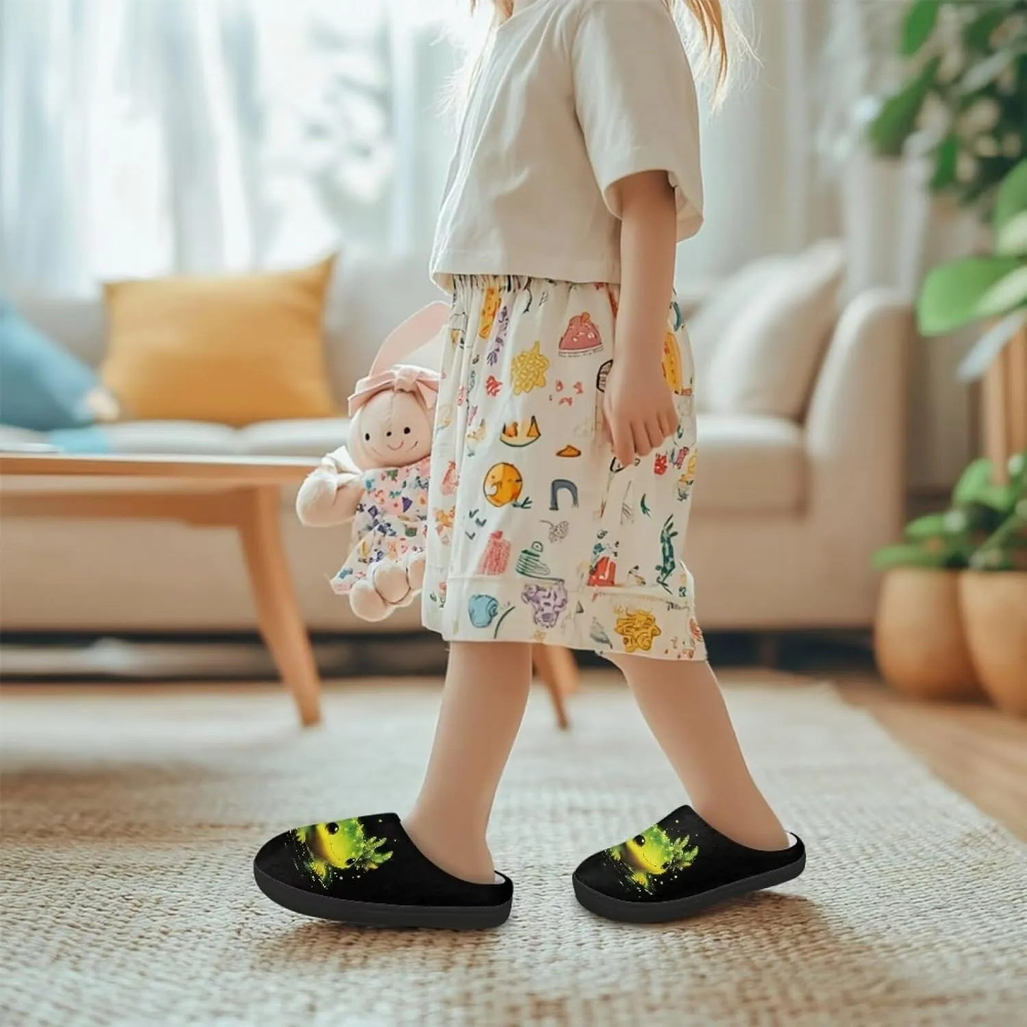Kids Fluffy Slippers for Boys and Girls, Warm House Slippers for Winter, Soft Cozy Slippers for Indoor Outdoor Walking