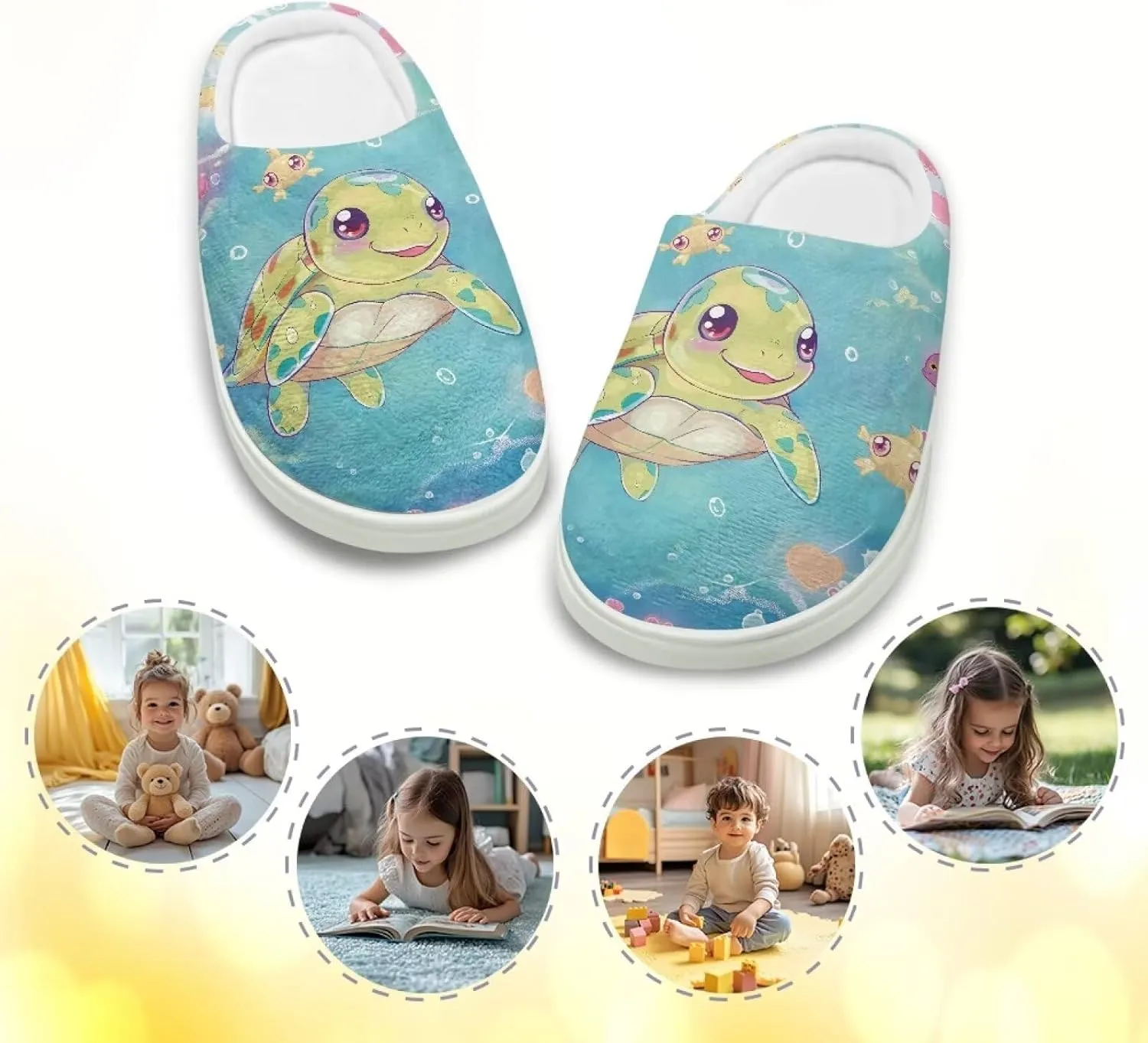 Kids Fluffy Slippers Girls Boys House Slippers Bedroom Non Slip Home Slippers Size 9-15