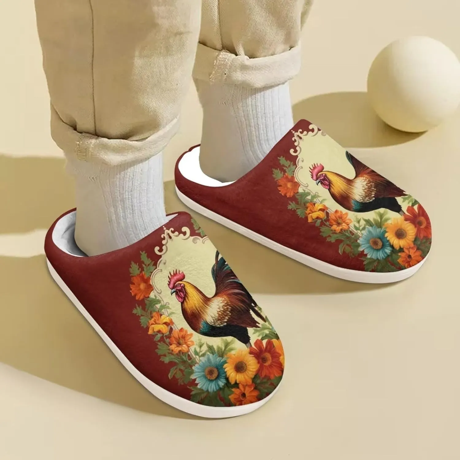 Kids House Slippers Size 9-14.5 Cute Slippers for Teen Girls Soft Plush Warm Bedroom Shoes White Sole